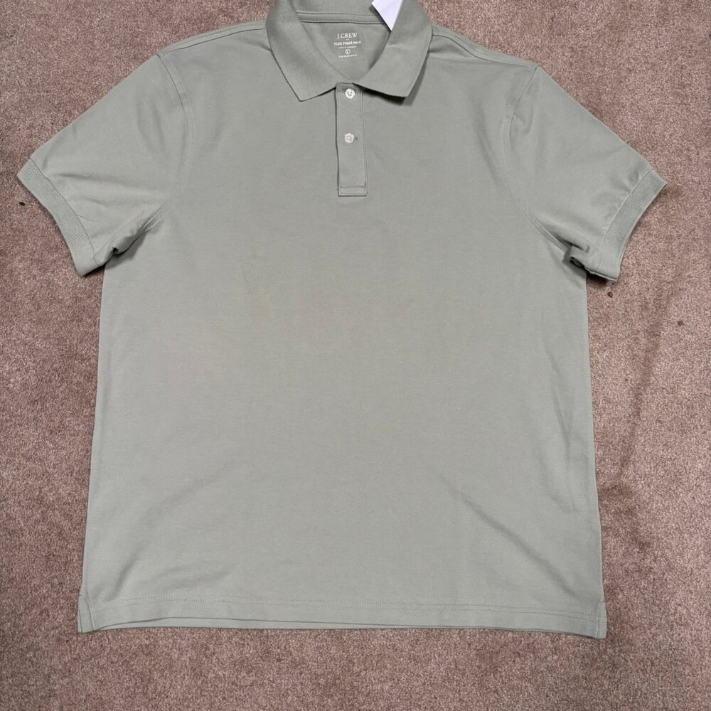 J. Crew Light Olive Green Flex Pique Untcked Short Sleeve Polo Shirt Size Large - Picture 6 of 8